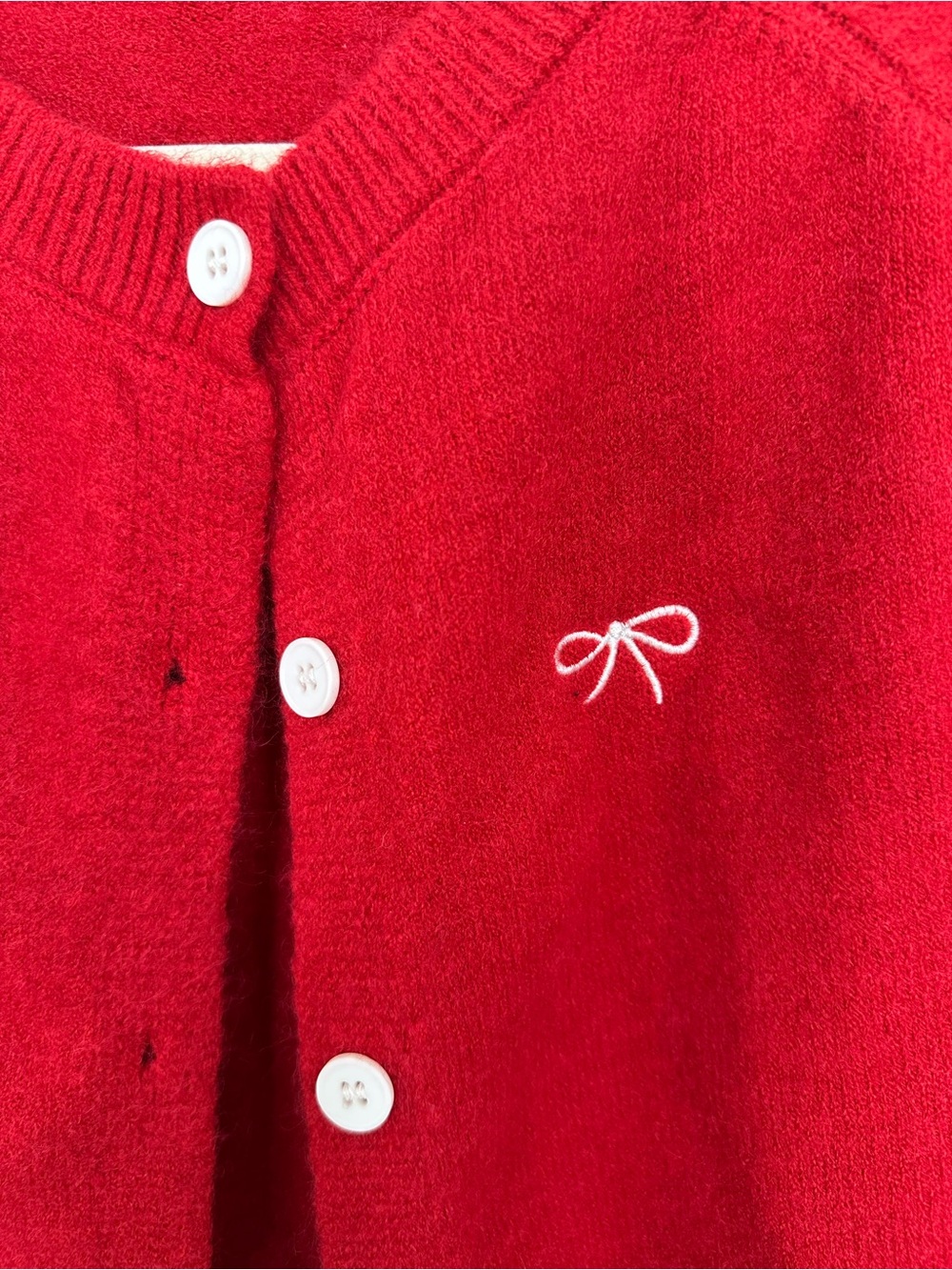 NWT Red Button Cardigan Sweater with Bow Detail - Picture 3 of 5